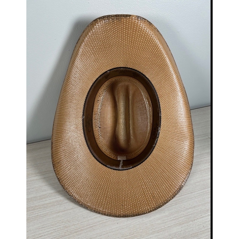 Sombreros Caval 100X Tan Straw Cowboy Cowgirl Hat Rodeo Size 7 3/8 59 Mex Mexico - Picture 7 of 9